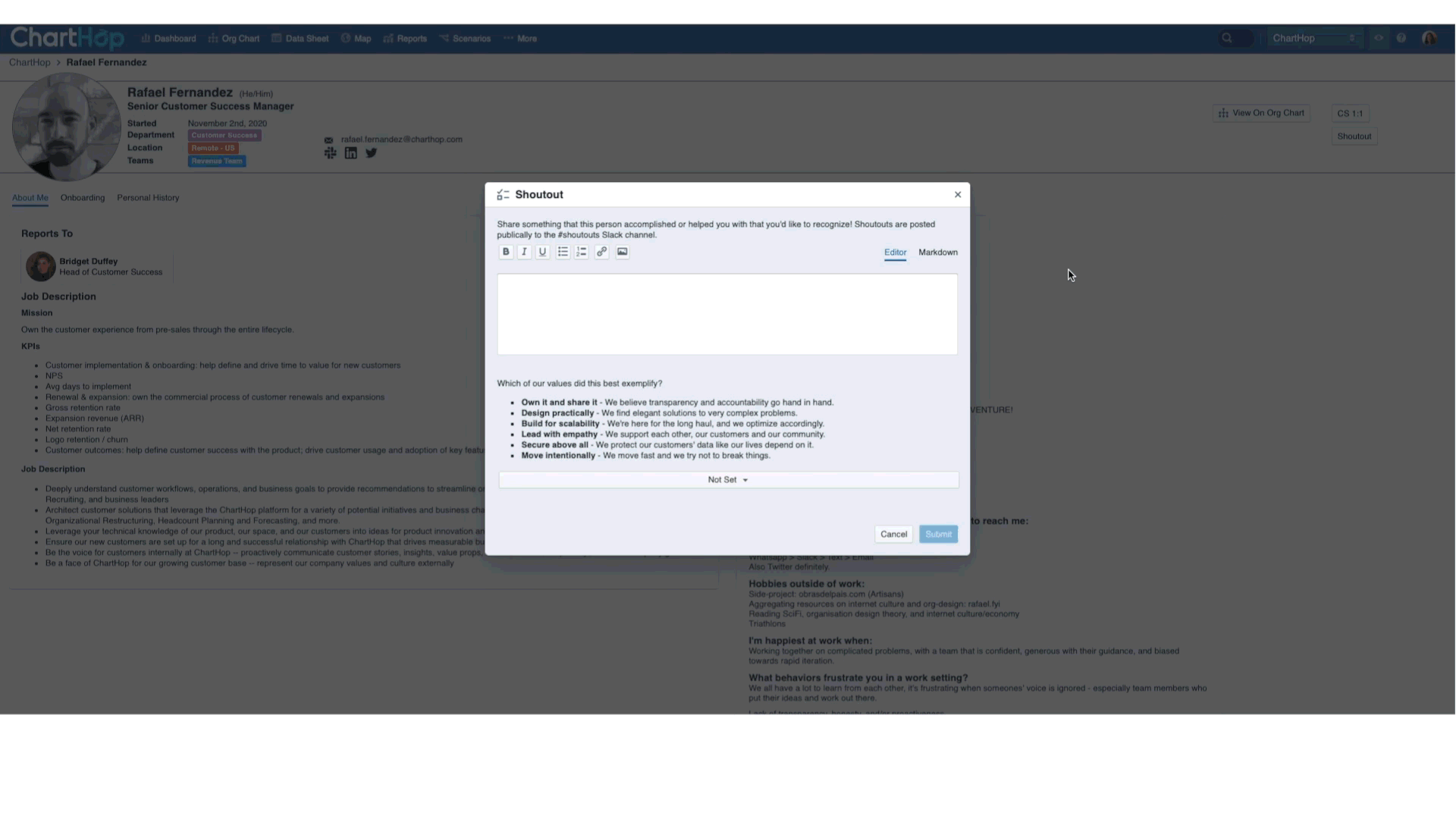 ChartHop shout outs boost employee engagement